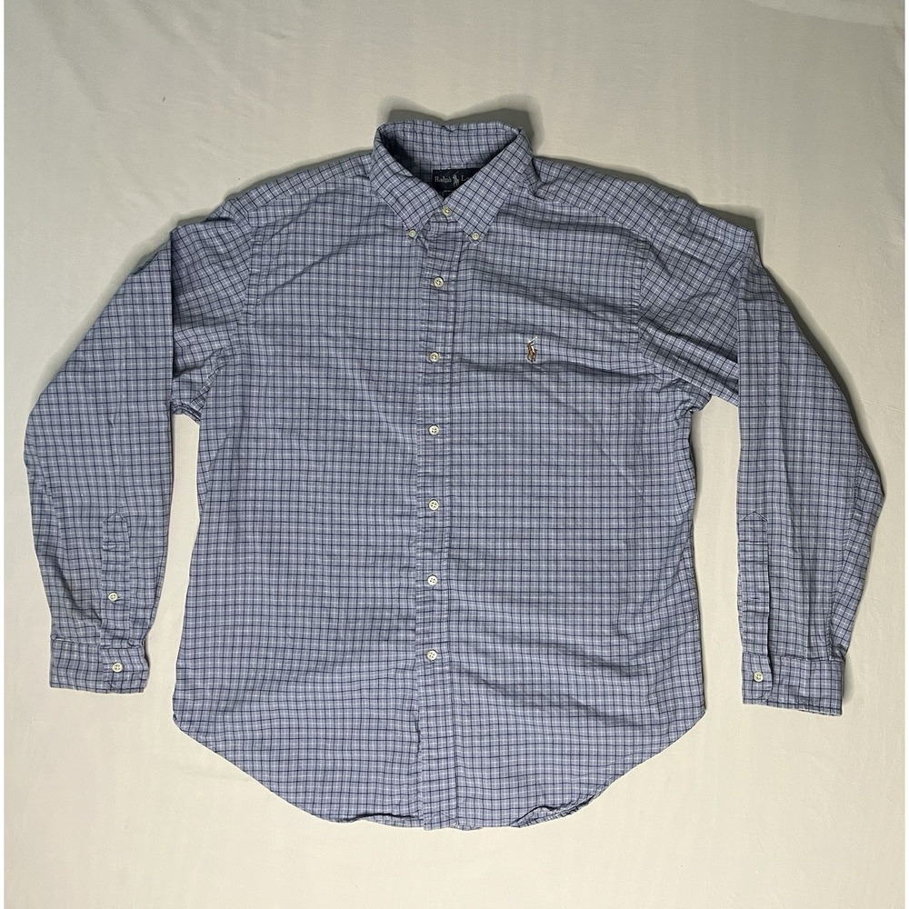 Polo Ralph Lauren Oxford Dress Shirt Men's Size XL Plaid Long Sleeve Button Up